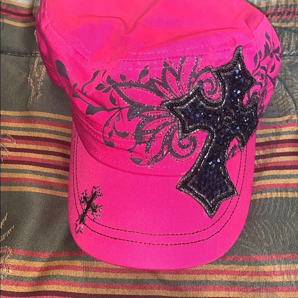 NWOT pink kbethos bling cross cap